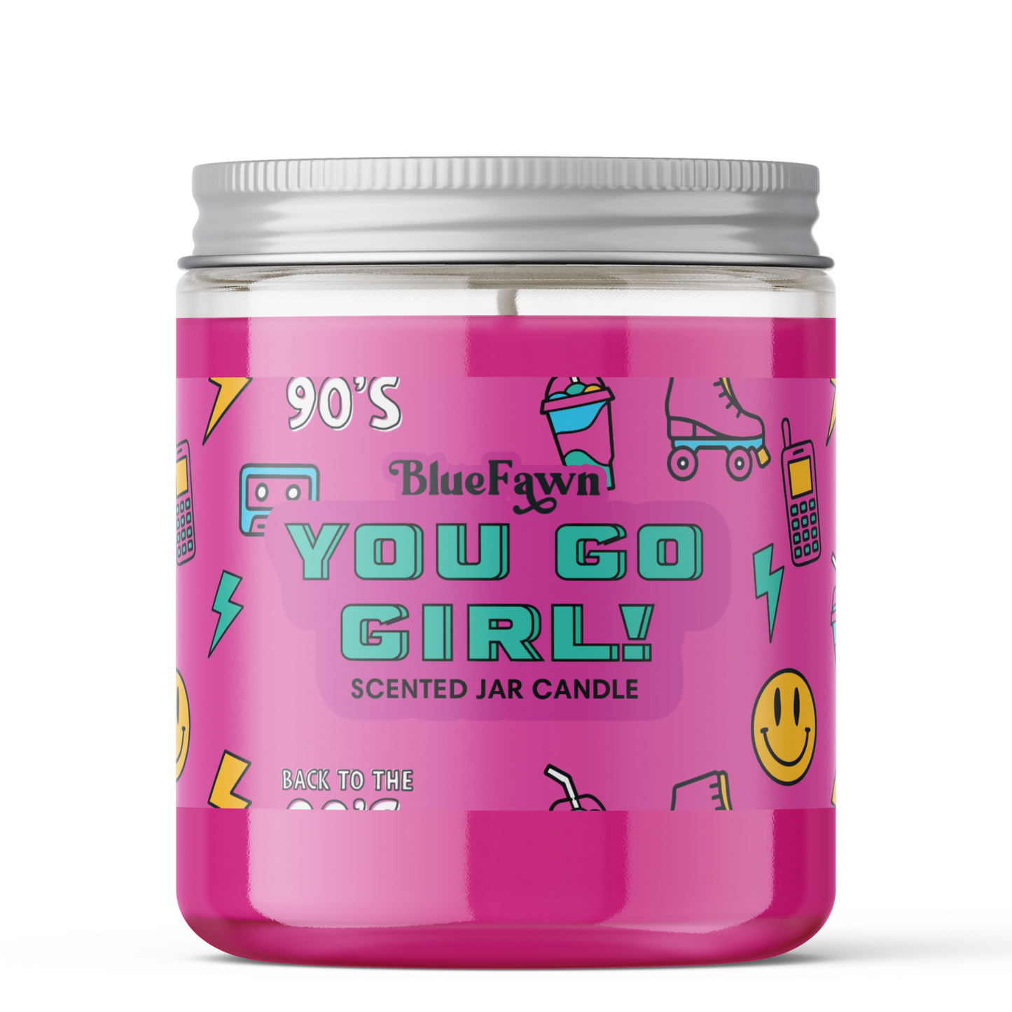 You Go Girl 90s inspired scented candle by Blue Fawn Candle Company
