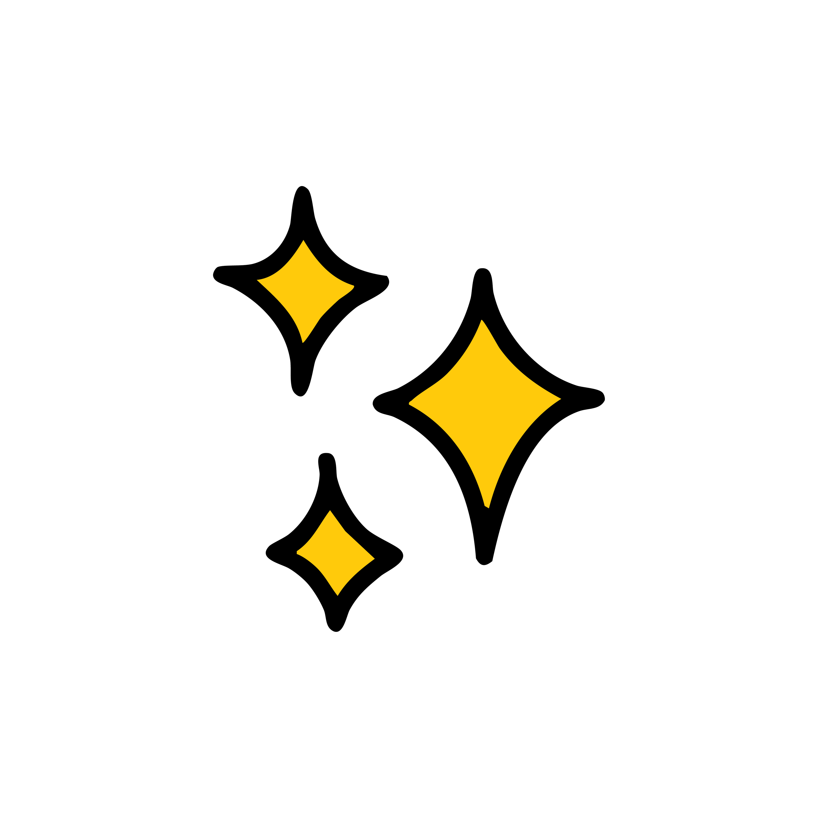 Three yellow stars with black outlines on a white background